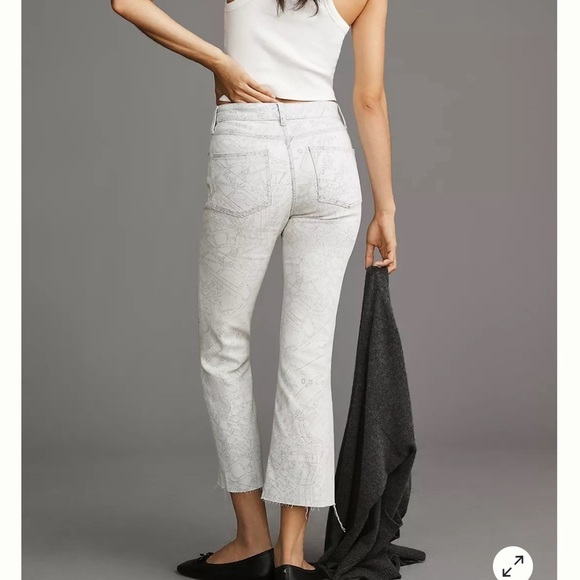 🎆NWT Anthropologie pilcro Yaya crop flare tall 26 map white bleached jeans - Picture 3 of 16